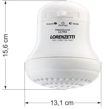 Chuveiro elétrico de parede Lorenzetti Maxi Ducha Ultra branco 5500W 220V