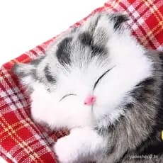 FOREVERGO Simulação Animal Boneca De Pelúcia Dormir Gatos Brinquedo Com Som Crianças Presente Recheado B1R2
