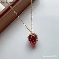 [GrandLarge] 1 Par De Brincos Femininos De Morango Tridimensional De Personalidade Da Moda , Design De Tendência Doce ,