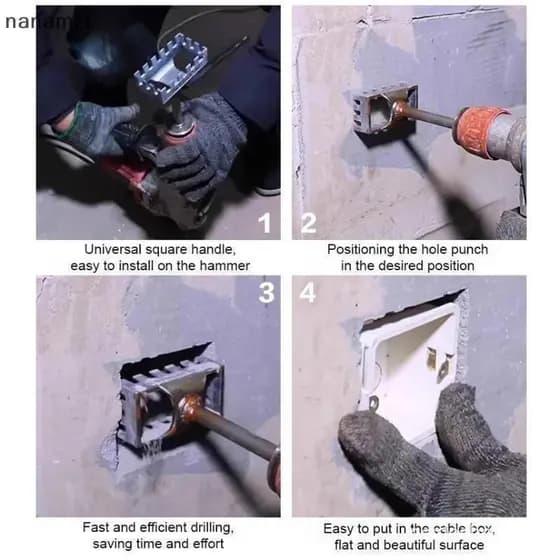 nanami1 Abridor De Furo De Broca Quadrada Martelo Elétrico Expansão Encanador Eletricista Instalação De Entalhe De Pared