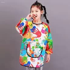 Avental infantil para pintura, roupa protetora de dupla face com capa de nylon, babador de manga comprida, adequado para