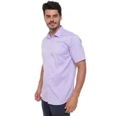 Camisa Masculina Lisa Slim Fit Manga Curta  Caimento Simples Sem Bolsos  Não Amassa Passa Fácil