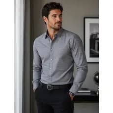 Camisa Social Masculina Slim Fit Manga Longa Listrada em Linho Slub Casual Elegante de Alta Qualidade