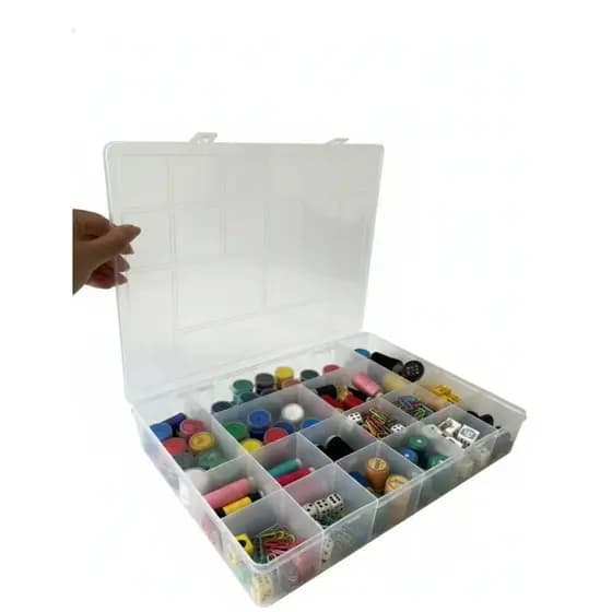 Box Organizador Tamanho G G Divisórias Porta Miçangas 37x28 Branco