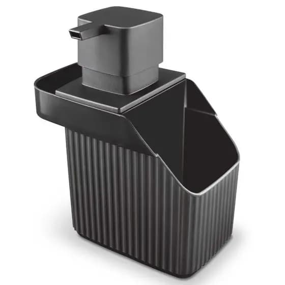 Porta Detergente Preto Funcional Com Dosador E Lugar para Bucha - Dispenser Para Detergente Usual