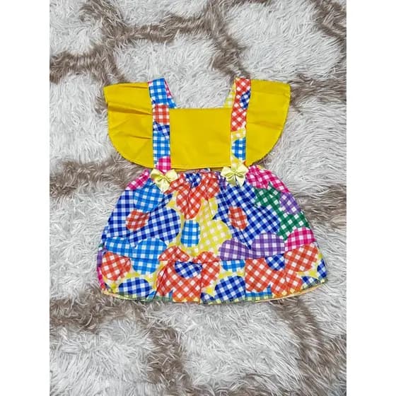 Romper Para Mesversario Junino Xadrez Florido - 1 a 11 Meses