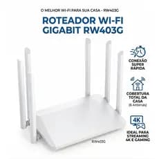 Roteador Wireless Dual Band Repetidor de Sinal Wifi 300mbs 6 antenas Knup RW403/G