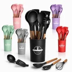 Utensílios de Silicone Kit12 Completo para Cozinha - Antiaderente e Resistente ao Calor