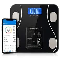 Balança Digital Inteligente com Bioimpedância e Bluetooth Medidor Corporal Suporta até 180kg