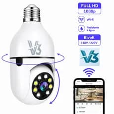 Kit2 Câmera Segurança Smart Wi-fi Giratória 360° Interna/Externa 1080p À Prova D'água Cor Branco
