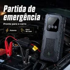 Auxiliar de Partida Carregador Bateria Com Compressor de Ar Emergência Portátil Para Veicular Moto