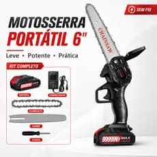 Mini Motosserra Elétrica Sem Fio Portátil 6 Polegadas Tool Recarregável Kit completo