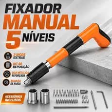Aparelho Manual Fixador de Pregos para Drywall Gesso Laje Concreto 5 Potências Reguláveis Kit Completo