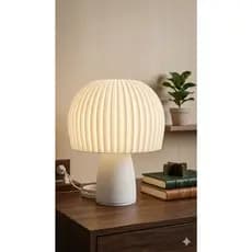 Luminária Abajur Cogumelo Plissada - Iluminação Aconchegante e Design Moderno Quarto Sala Escritório