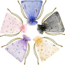 50 Sacos de Organza para Embalagem de Joias de Casamento, Produtos para Caixa de Presente QOLP