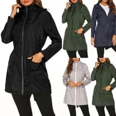 Capa de chuva feminina leve e impermeável, com capuz e dobrável, jaqueta corta-vento para atividades ao ar livre WVGF