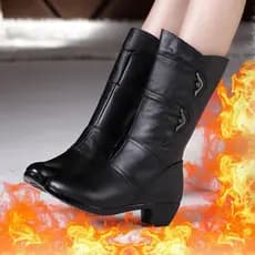 Sapatos com zíper lateral estilo britânico, botas redondas vintage femininas CDTM