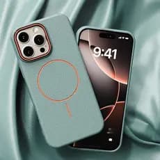 Capa protetora de couro magnética redonda e fina de alta qualidade, adequada para iPhone 16 15 14 13 12 11 Pro Max PLUS,