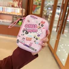 Caixa de Armazenamento de Cabo de Dados USB para Meninas Pequenas com Zíper, Bolsa Rígida para Fones de Ouvido QLTJ