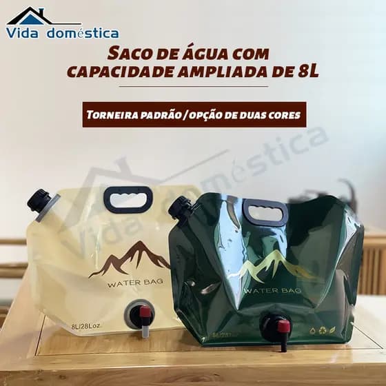 Saco De Água Bolsa Camping Dobrável Multiuso 8 Litros
