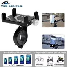 Suporte de Celular GPS Universal para Bike, Moto e Bicicleta - Alumínio Resistente e Ajustável
