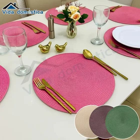 Kit 4/6/10 Jogo Americano Souplast Redondo Jantar Mesa Posta Cozinha 38cm