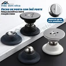 Fixador de Porta Magnético Inox - Preto - branco Instalação Versátil e Mola de Amortecimento