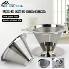 Café Filtro Coador Inox 304 Extra Reutilizável GRANDE GRANDE 12.3*9 cm Não precisa de papel