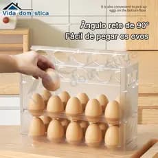 Organizador Para Ovos 3 andares Porta Ovos Capacidade ate 30 Ovos Bandeja De Armazenamento Dispenser Rolante De Ovo