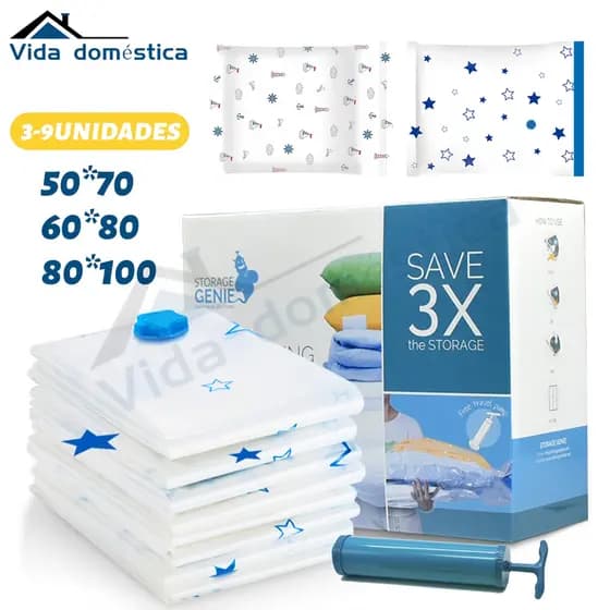 Sacos a Vácuo Impermeáveis e Reutilizáveis para Organização Vacuo Viagem Vac Bag Organizador