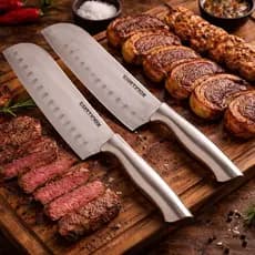 Kit 2 Facas Cutelo Inox 31cm Profissional Para Carnes e Churrasco Açougue