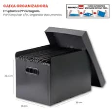 Kit 1 Caixa Arquivo Morto com 24 Pastas Suspensas Organizadora para Escritório A4 Varias Cores