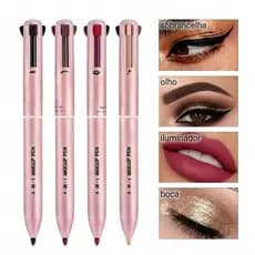 Canetinha de maqui 4 em 1: delineador de ojos, delineador de labios, iluminador y cejas. Portátil y multifuncional para