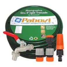 Mangueira 10m 1/2 Torneira Engates Esguicho Verde Pvc Jardim