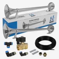 Kit Buzina Marítima 74cm 24V Metal Caminhão Completa + Conexão