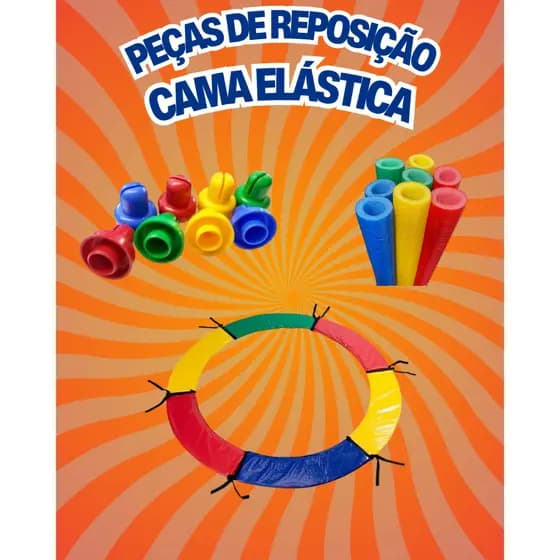 Kit Cama Elástica 2,00m Protetor de Molas + 6 Isotubo + 6 Ponteiras Pula Pula
