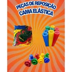 Kit Cama Elástica 1,40m Rede + 6 Isotubos + 6 Ponteiras Reposição Pula Pula