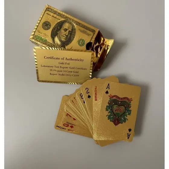 Baralho Dourado Nota 100 Dólares.