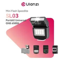 ULANZI Câmera SL03 Mini Flash Speedlite com Luz de Vídeo para Iniciantes Básico, GN8 6500K Flash