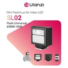 ULANZI SL02 Mini Flash 2 Em 1 Com Luz De Vídeo LED GN8 6500K Para Câmera Sony Canon Fuji