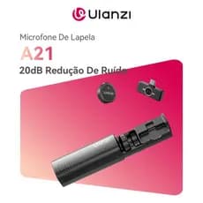ULANZI A21 Microfone De Lapela Sem Fio Mini Bluetooth 20dB Redução De Ruído Para Type-C/Lightning