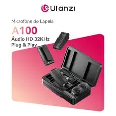 ULANZI A100 Microfone Sem Fio Lapela 32KHz Profissional Para Smartphone Type-C / Lightning