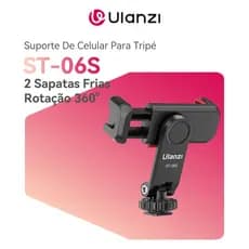 ULANZI ST-06S Suporte De Celular Para Tripé Com 2 Sapatas Frias Rotação 360° Profissional