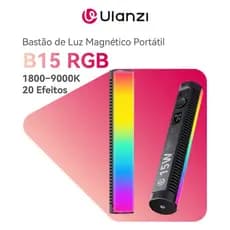 ULANZI B15RGB Bastão de Luz LED RGB Magnético 1800–9000K, 20 Efeitos, Portátil para Vídeo e TikTok