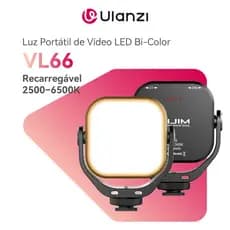 ULANZI VL66 Luz de Vídeo LED Bi-Color 2500–6500K, Mini Portátil Recarregável 2000mAh, CRI95+