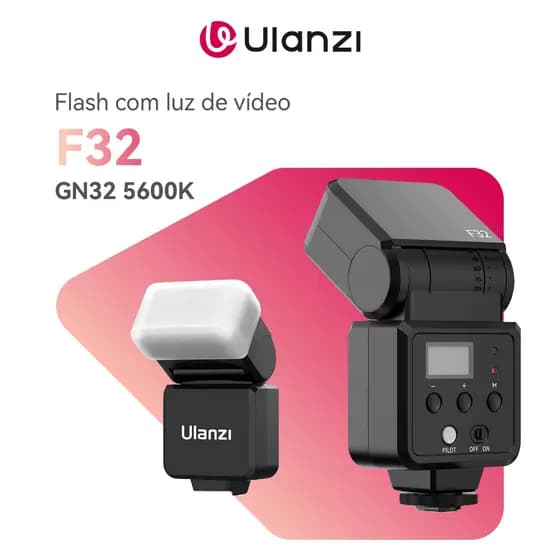 ULANZI F32 Flash com luz de vídeo GN32 5600K lanterna para câmeras digitais