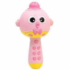 Microfone Musical Infantil Interativo com Luzes e Sons Rosa