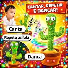 Cacto Dançante Falante imita voz canta musicas Brinquedo interativo Brinca
