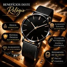 Relógio de negócios Masculino Ultrafino Pulseira de malha unoxidável Quartzo uso formal escritório