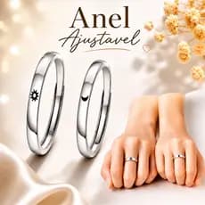 Par de Alianças Ajústavel Lua e Sol de Casal Elegantes Anéis de Prata Moda Casamento Joias